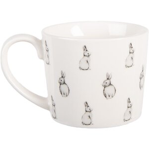 Clayre & Eef BNSMU Becher 12x8x7 cm 275 ml Weiß Schwarz Porzellan