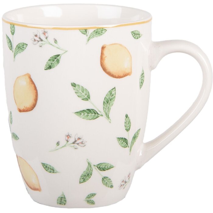 Clayre & Eef LELMU0001 Becher 12x8x10 cm / 350 ml Weiß Gelb