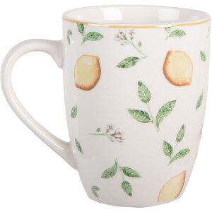 Clayre & Eef LELMU0001 Becher 12x8x10 cm / 350 ml Weiß Gelb