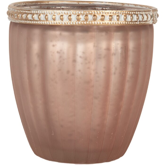 Clayre & Eef 6GL5215 Подсвечник стеклянный розовый 9x6 см