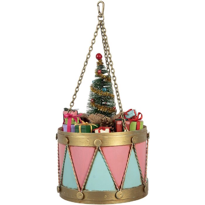 Clayre & Eef 6Y5866 Dekoration Trommel Rosa Blau Ø 17x25/37 cm