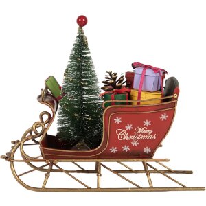 Clayre & Eef 6Y5869 Dekoration Schlitten 21x9x18 cm Rot Goldfarben