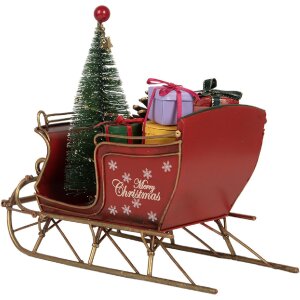 Clayre & Eef 6Y5869 Dekoration Schlitten 21x9x18 cm Rot Goldfarben