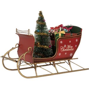 Clayre & Eef 6Y5870 Декоративные сани 30x15x22 см Красные и золотистые