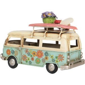 Clayre & Eef 6Y5880 Модель автобуса 17x7x11 см Сине-бежевый