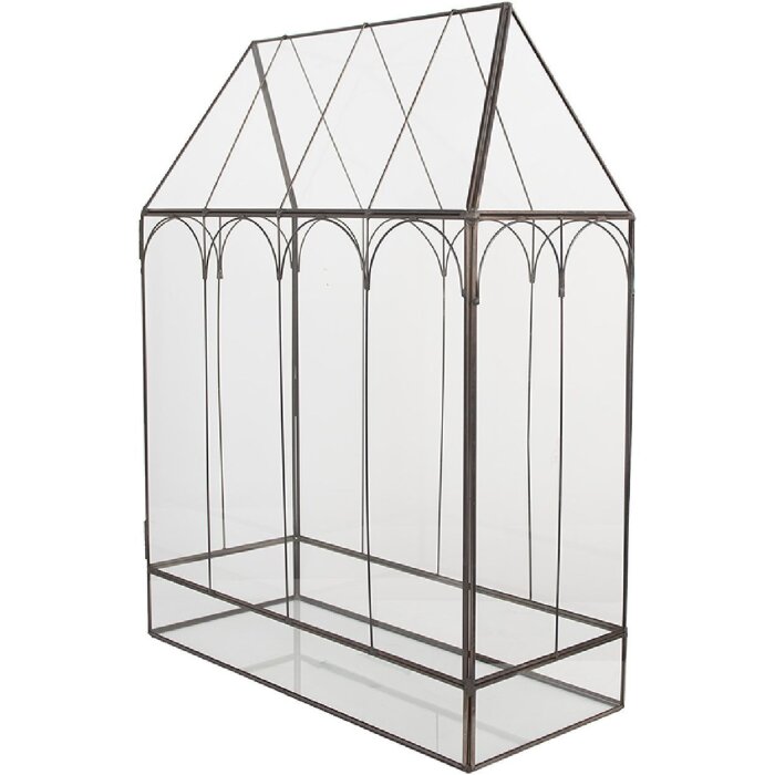 Clayre & Eef 5GL0022 Dekoration Mini Gewächshaus 35x15x46 cm Schwarz Transparent