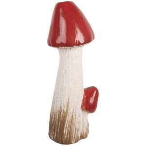 Clayre & Eef 6TE0578 Dekoration Pilz 16x14x41 cm Weiß und Rot