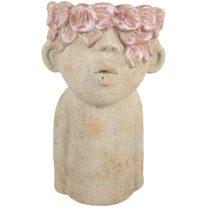 Clayre & Eef Цветочный горшок 20x19x31 см Бежево-розовый