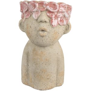 Clayre & Eef 6TE0584M Blumentopf 16x15x25 cm Beige Rot