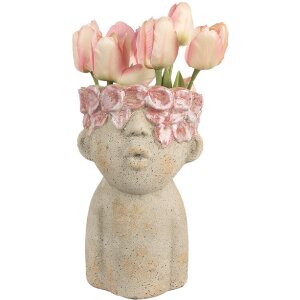 Clayre & Eef Цветочный горшок 16x15x25 см бежево-красный