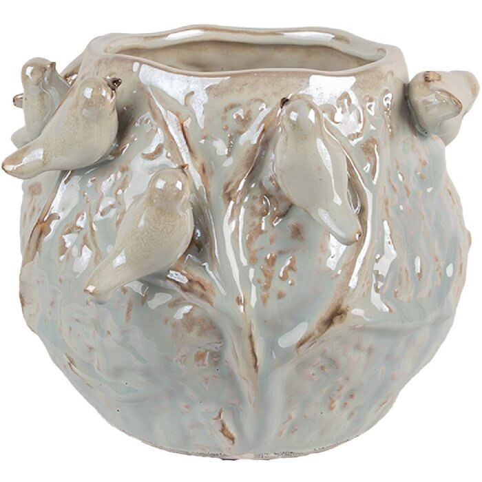 Clayre & Eef 6TE0587 Blumentopf 22x21x17 cm Grün Grau