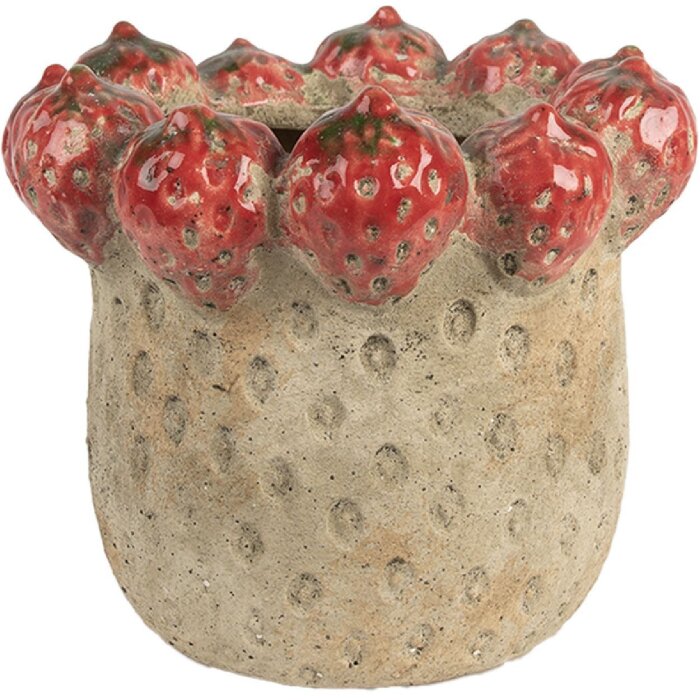 Clayre & Eef 6TE0588L Blumentopf Ø 19x16 cm Beige-Rot