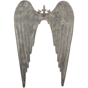 Clayre & Eef 5Y1367 Wanddekoration Flügel 46x4x65 cm Grau und Goldfarbig