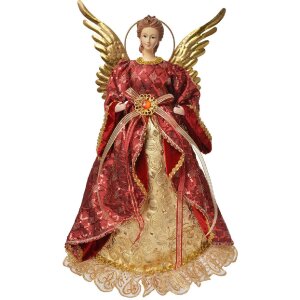 Clayre & Eef 66251 Dekoration Engel 26x15x44 cm Rot und Goldfarben