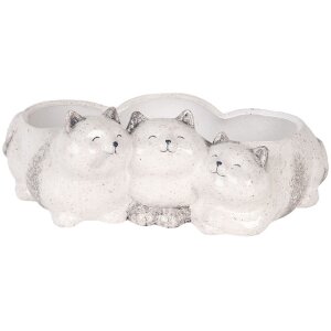 Clayre & Eef 6CE2132 Blumentopf Katzen Grau 27x16x10 cm