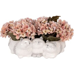 Clayre & Eef 6CE2132 Blumentopf Katzen Grau 27x16x10 cm