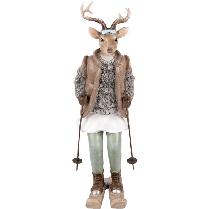 Clayre & Eef 6PR5529 Декорация Олень 16x11x31 см Коричневый и Серый