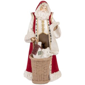 Clayre & Eef 6PR5536 Dekoration Weihnachtsmann Beige Rot 15x14x29 cm