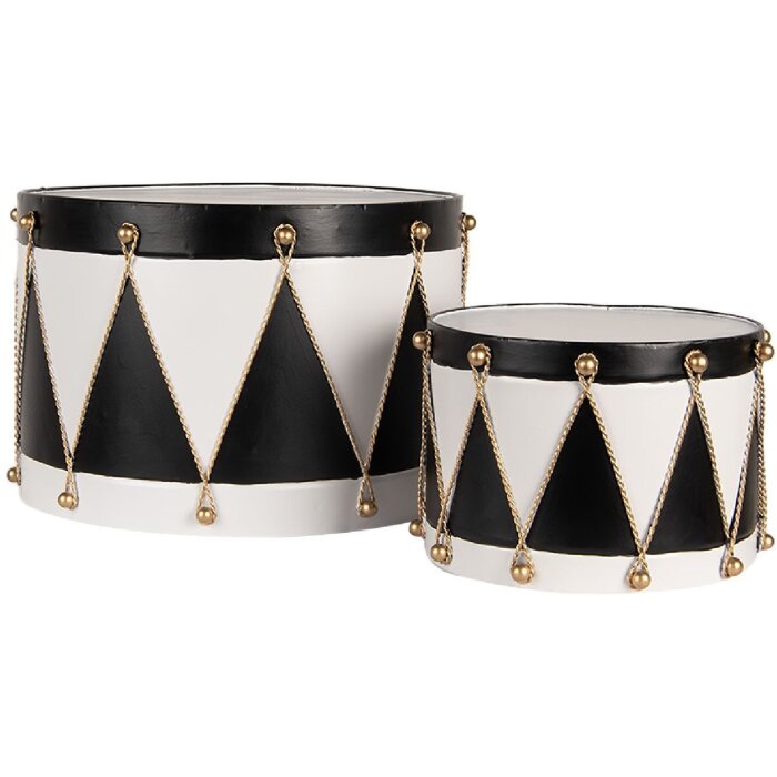 Clayre & Eef 6Y5806 Dekoration Trommel Set 2er Ø 40x25 / Ø 26x17 cm