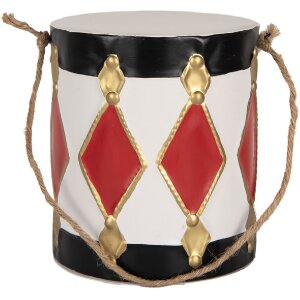 Clayre & Eef 6Y5808 Dekoration Trommel Set 2 Weiß-Schwarz Ø 15x38 / Ø 13x29 cm