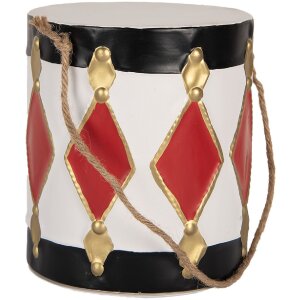 Clayre & Eef 6Y5808 Dekoration Trommel Set 2 Weiß-Schwarz Ø 15x38 / Ø 13x29 cm