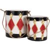 Clayre & Eef 6Y5808 Dekoration Trommel Set 2 Weiß-Schwarz Ø 15x38 / Ø 13x29 cm