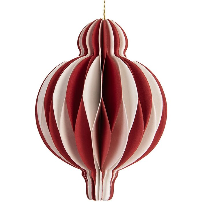 Clayre & Eef 6PA0521 Papier-Weihnachtskugel Ø 10 cm Rot-Weiß