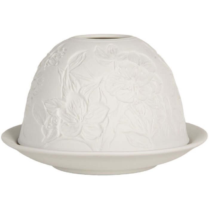 Clayre & Eef 6CE2209 Подсвечник фарфоровый белый Ø 12x8 см