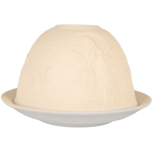 Clayre & Eef 6CE2210 Подсвечник фарфоровый белый Ø 12x8 см