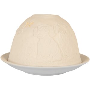 Clayre & Eef 6CE2211 Подсвечник фарфоровый Ø 12x8 см белый