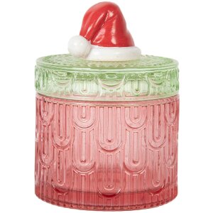 Clayre & Eef 6GL5343 Vorratsglas mit Deckel Rot Grün Ø 9x12 cm