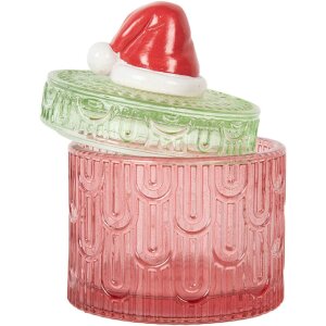 Clayre & Eef 6GL5343 Vorratsglas mit Deckel Rot Grün Ø 9x12 cm