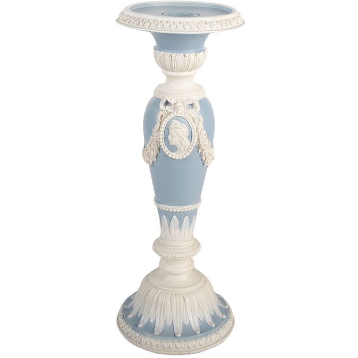 Clayre & Eef Подсвечник Ø 10x27 см Белый и Синий