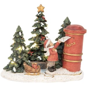 Clayre & Eef Ребенок у почтового ящика LED 16x12x14 см