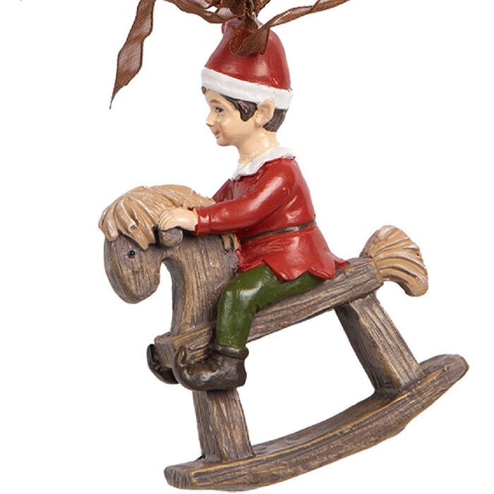 Clayre & Eef 6PR5391 Dekoration Hänger Kind auf Schaukelpferd 7x3x9 cm