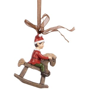Clayre & Eef 6PR5391 Dekoration Hänger Kind auf Schaukelpferd 7x3x9 cm