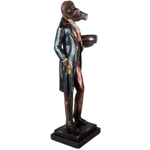 Подсвечник Clayre & Eef Овечка 13x10x35 см коричневый и синий