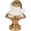 Clayre & Eef 6PR5699 Dekoration Büste Weihnachtsmann 23x15x32 cm Weiß-Goldfarbig