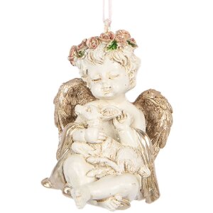 Clayre & Eef 6PR5707 Dekoration Hänger Engel 5x4x6 cm beige-gold