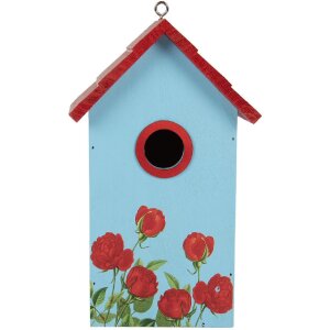 Clayre & Eef 6H2447 Vogelhaus 15x10x22 cm Blau und Rot