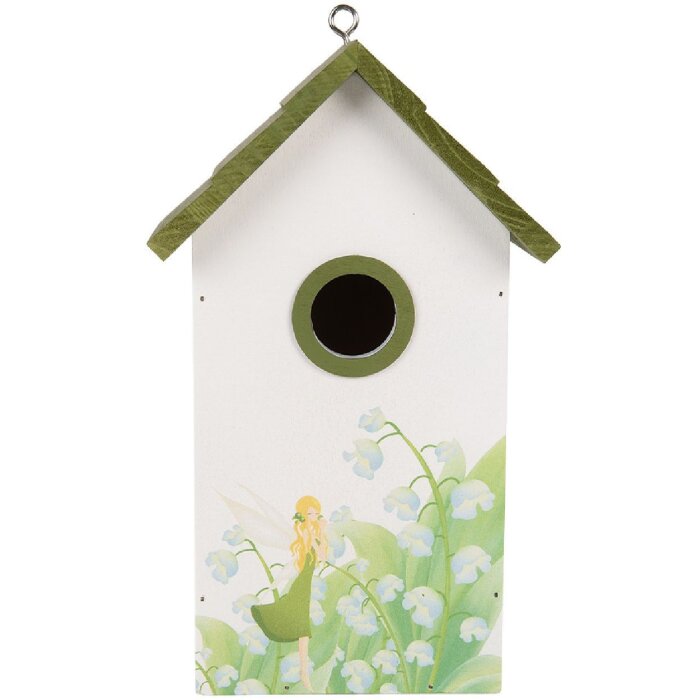 Clayre & Eef Домик для птиц 15x10x22 см Белый/Зеленый
