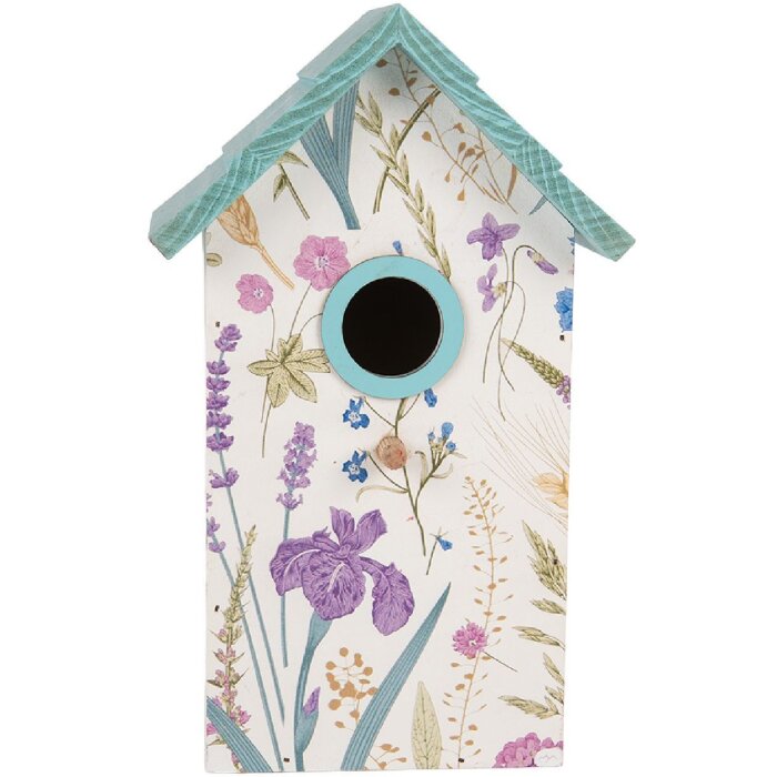 Clayre & Eef 6H2451 Скворечник 15x10x22 см Бело-Бирюзовый