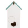 Clayre & Eef 6H2451 Скворечник 15x10x22 см Бело-Бирюзовый