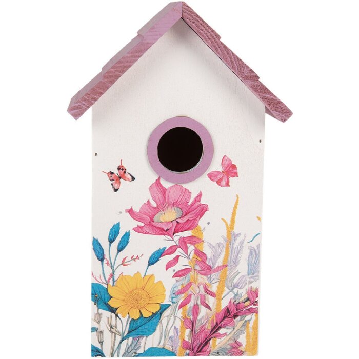 Clayre & Eef 6H2452 Скворечник 15x10x22 см Бело-розовый