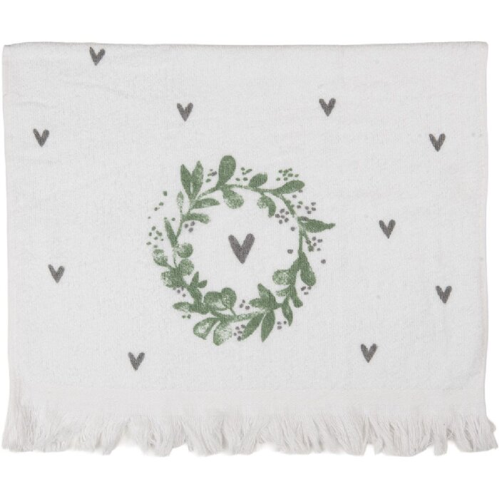 Clayre & Eef CTLNL Гостевое полотенце 40х66 см бело-зелёное