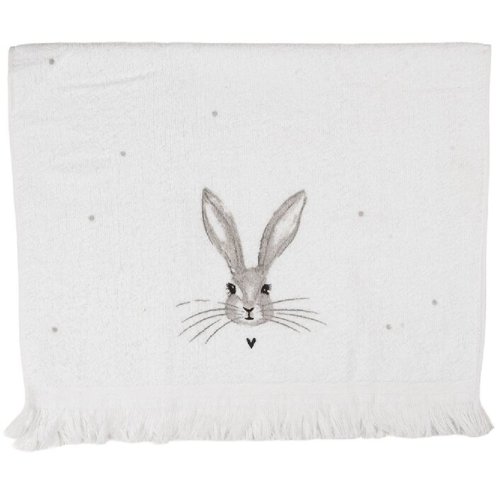 Clayre & Eef CTRUB Gästetuch 40x66 cm Weiß-Grau