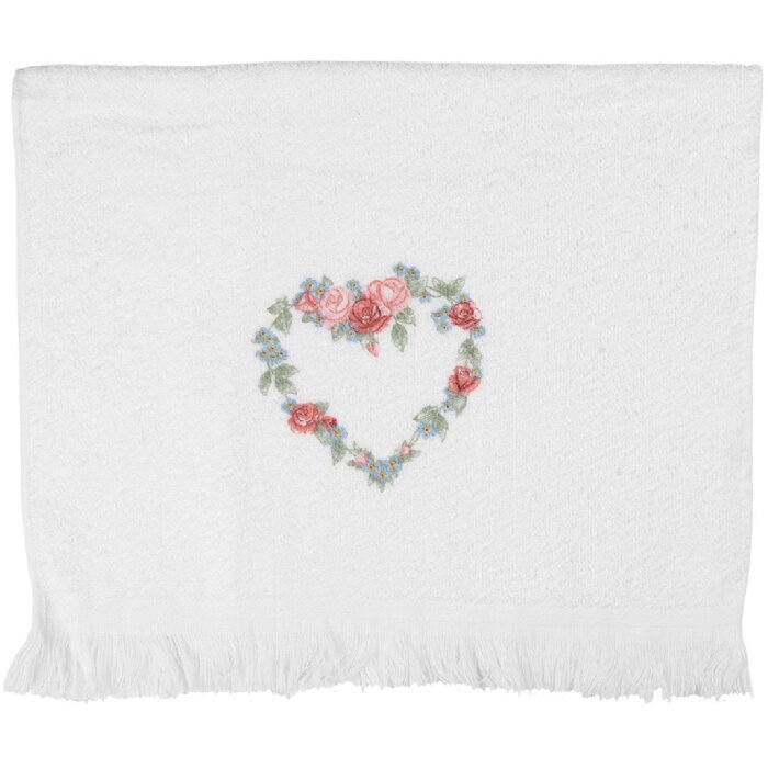 Clayre & Eef CTSLF Гостевое полотенце 40x66 см Белый/Розовый