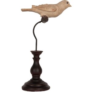 Clayre & Eef Декорация Птица 12x7x21 см Бежево-коричневая
