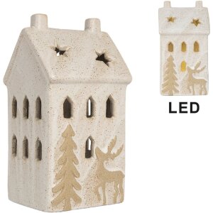 Clayre & Eef 6CE2176L Dekoration Haus mit LED 10x9x18 cm