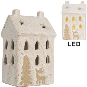 Clayre & Eef 6CE2176M Dekoration Haus mit LED 9x7x15 cm